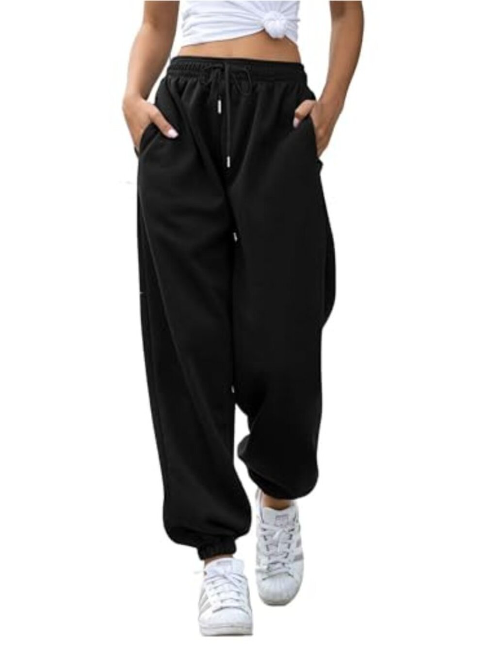 Fleece Lined High Waisted Joggers with Pockets Lounge Workout Baggy Sweatpants
